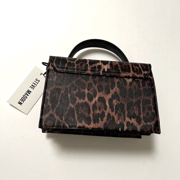 Steve Madden Leopard Accordion Crossbody Top Handle Bag + Pouch Animal Print - Picture 7 of 9